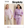 Simplicity Sewing Pattern S3136 Misses and Womens Button Up Shirt 3136 Image 1 From Patternsandplains.com