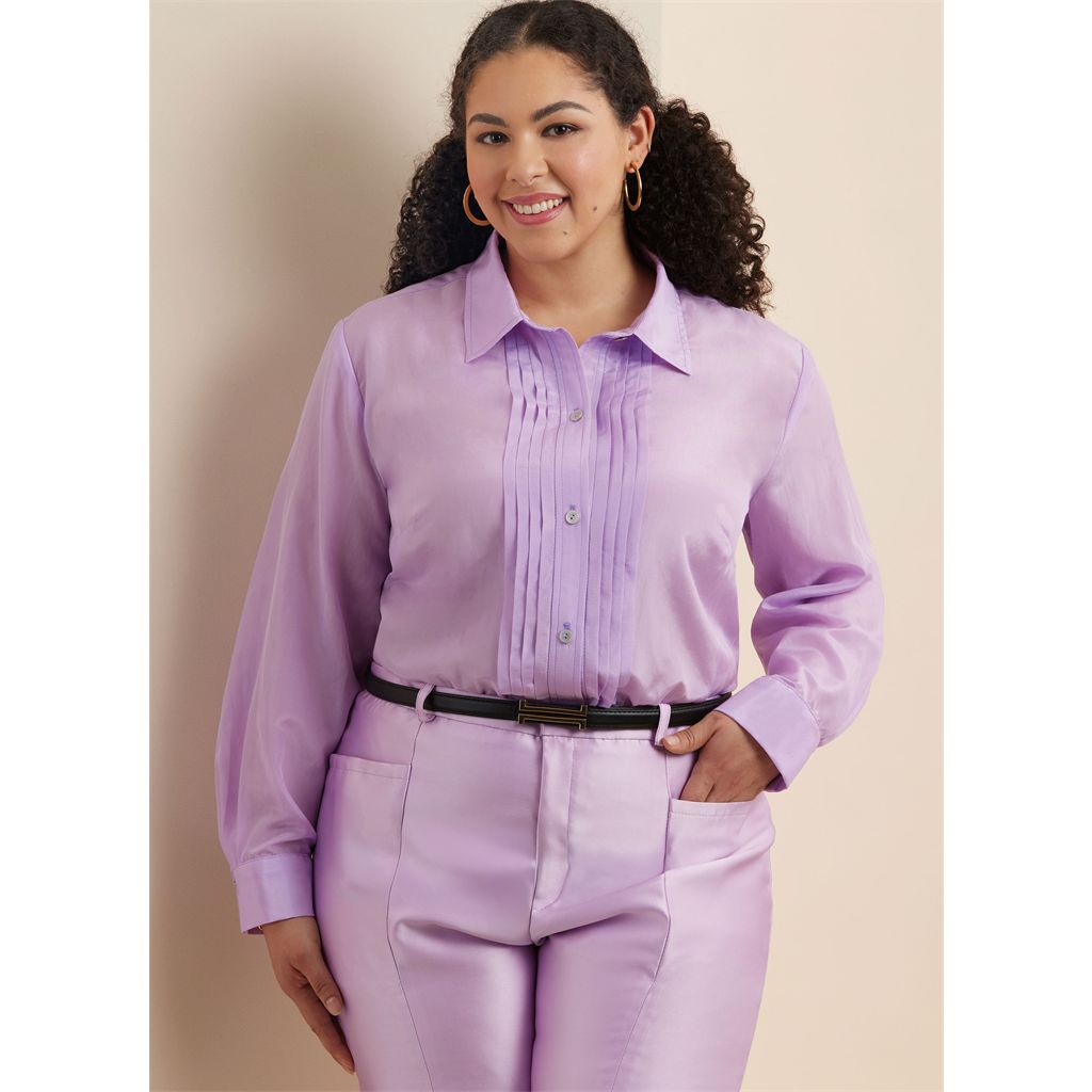 Simplicity Sewing Pattern S3136 Misses and Womens Button Up Shirt 3136 Image 3 From Patternsandplains.com