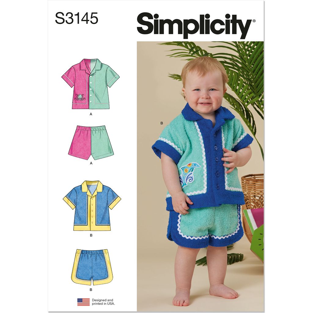 Simplicity Sewing Pattern S3145 Babies Contrast Shirt and Shorts 3145 Image 1 From Patternsandplains.com