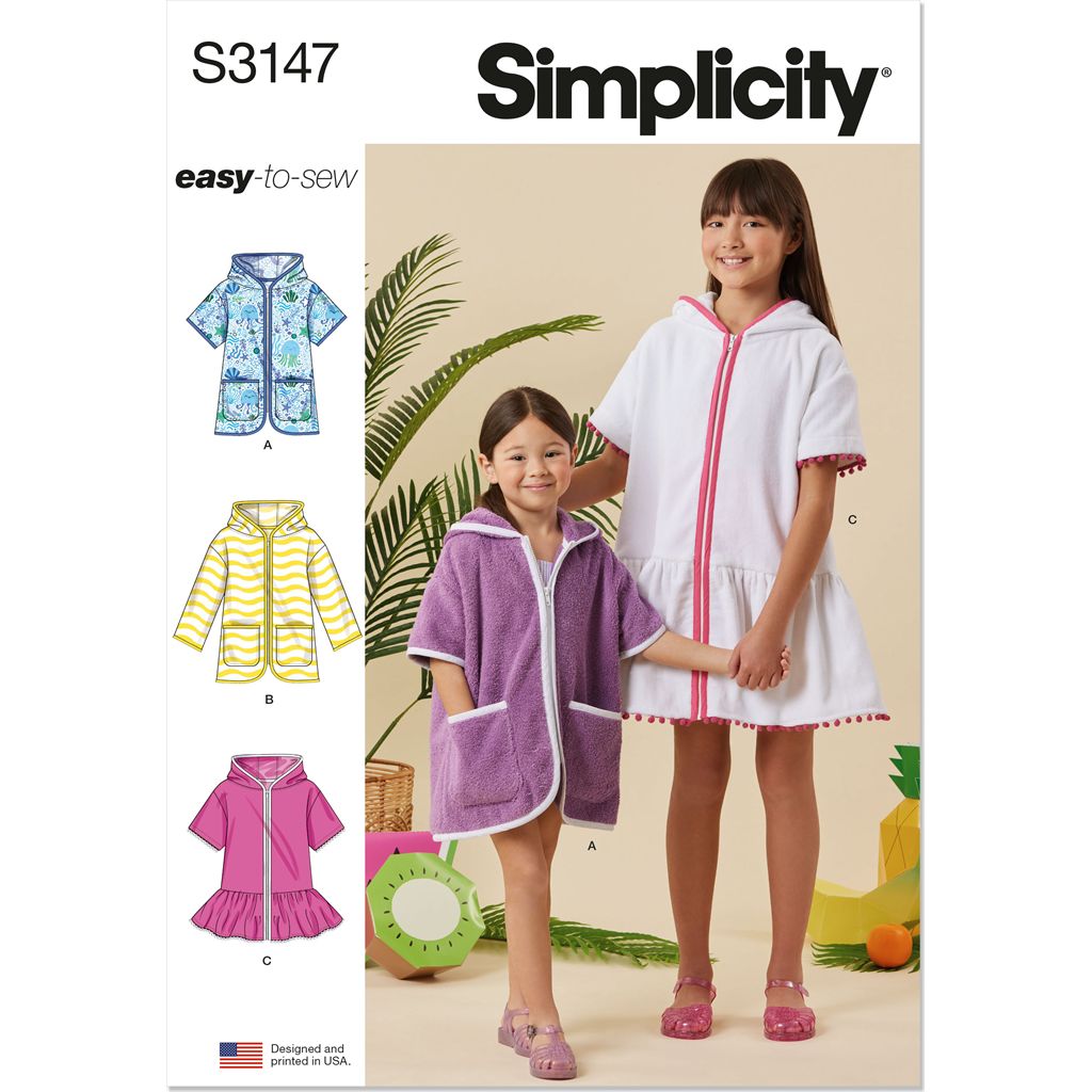 Simplicity Sewing Pattern S3147 Childrens and Girls Hooded Cover Up 3147 Image 1 From Patternsandplains.com