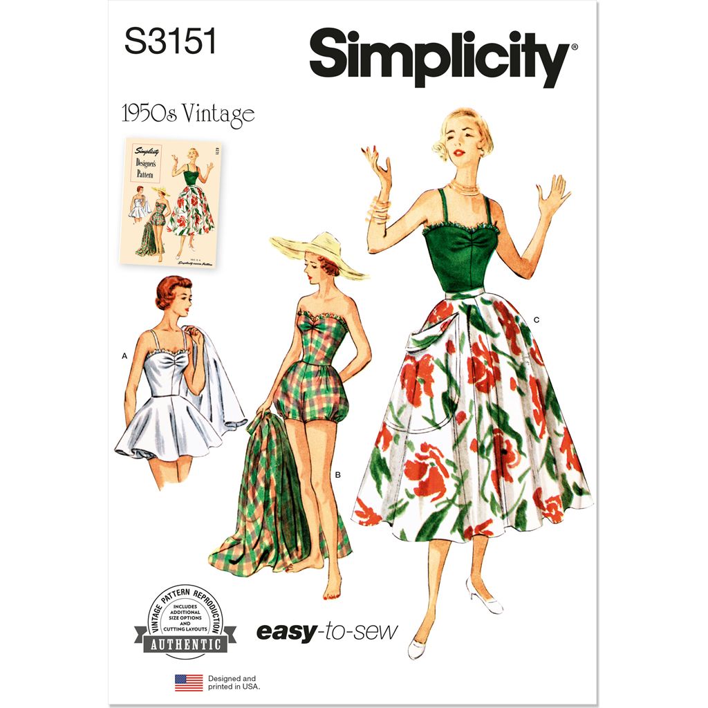 Simplicity Sewing Pattern S3151 Misses One Piece Bathing Suit and Skirt 3151 Image 1 From Patternsandplains.com