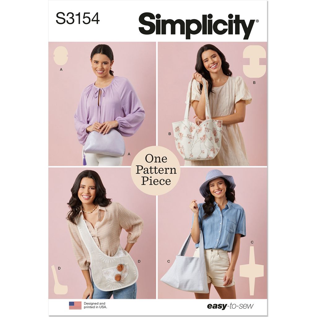 Simplicity Sewing Pattern S3154 One Pattern Piece Bags 3154 Image 1 From Patternsandplains.com