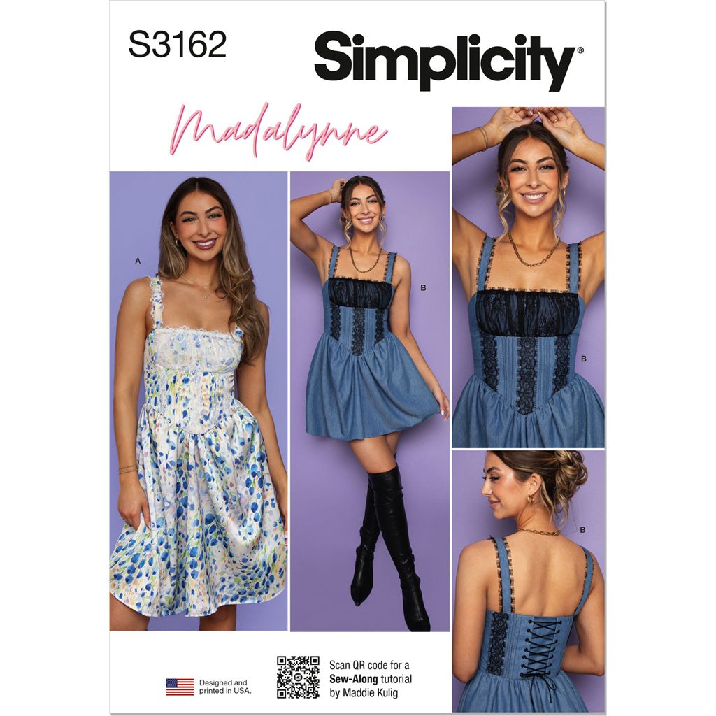 Simplicity Sewing Pattern S3162 Misses Corset Dress in Two Lengths by Madalynne 3162 Image 1 From Patternsandplains.com