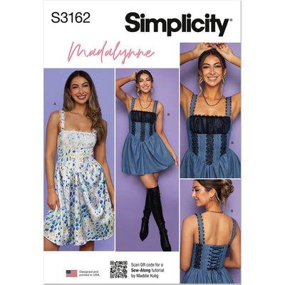 Simplicity Sewing Pattern S3162 Misses Corset Dress in Two Lengths by Madalynne 3162 Image 1 From Patternsandplains.com