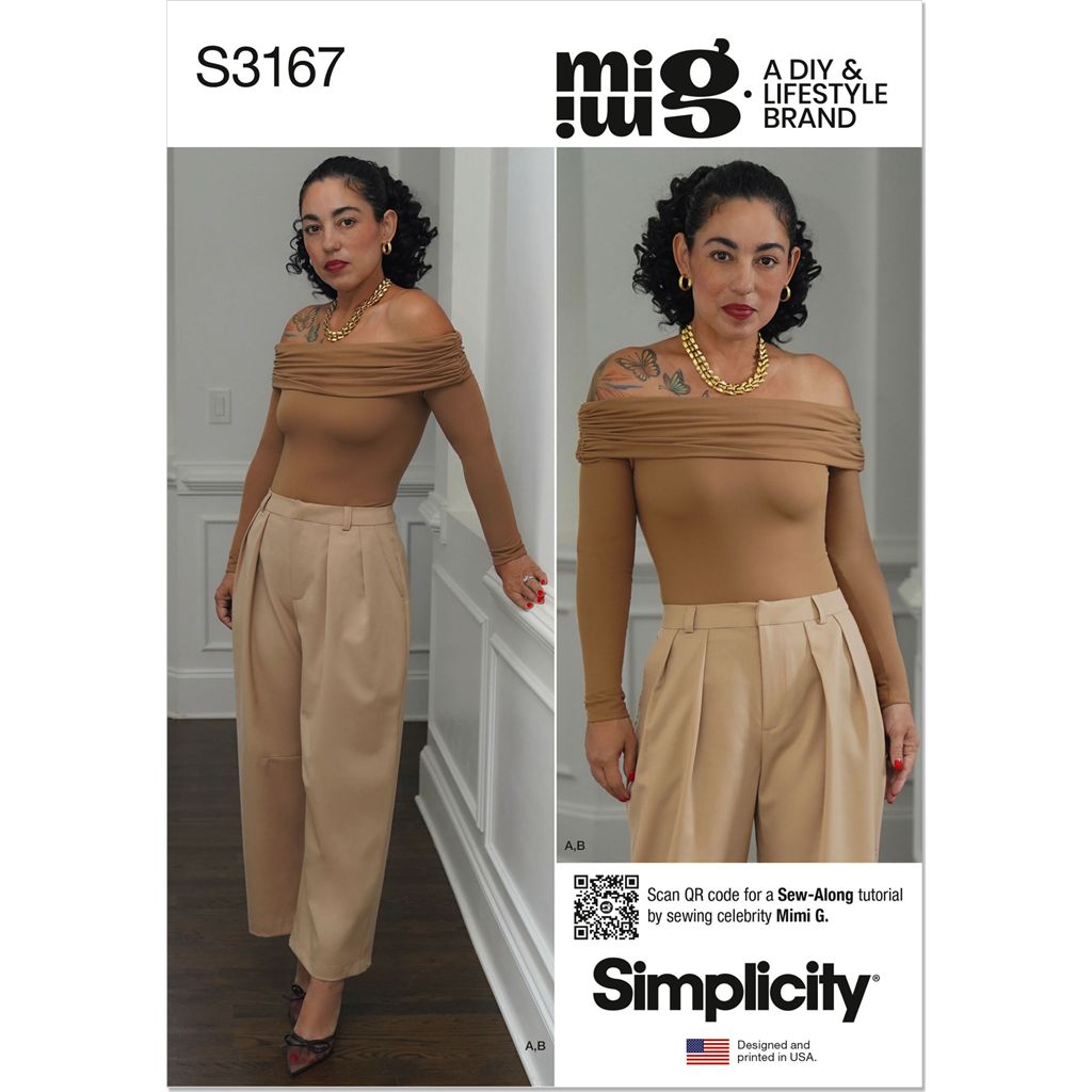 Simplicity Sewing Pattern S3167 Misses Off The Shoulder Knit Top and Woven Trousers by Mimi G Style 3167 Image 1 From Patternsandplains.com