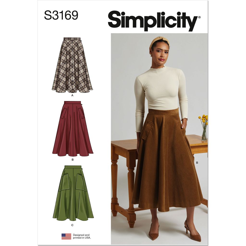Simplicity Sewing Pattern S3169 Misses and Womens Full Skirt with Pocket Variations 3169 Image 1 From Patternsandplains.com