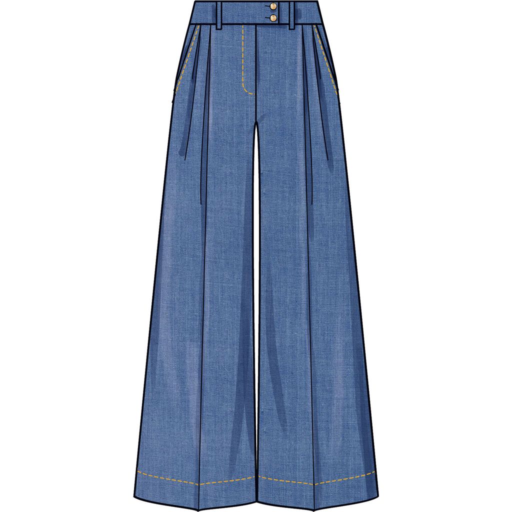Simplicity Sewing Pattern S3170 Misses Wide Leg Pleated Pants with Length and Waistband Variations 3170 Image 5 From Patternsandplains.com