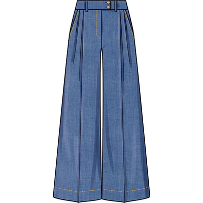 Simplicity Sewing Pattern S3170 Misses Wide Leg Pleated Pants with Length and Waistband Variations 3170 Image 5 From Patternsandplains.com