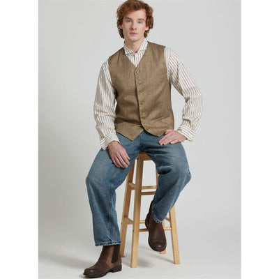 Simplicity Sewing Pattern S3172 Mens Vest and Slim Fit Shirt 3172 Image 5 From Patternsandplains.com