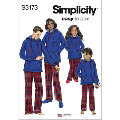 Simplicity Sewing Pattern S3173 Girls Boys and Adult Knit Hoodie and Pants 3173 Image 1 From Patternsandplains.com