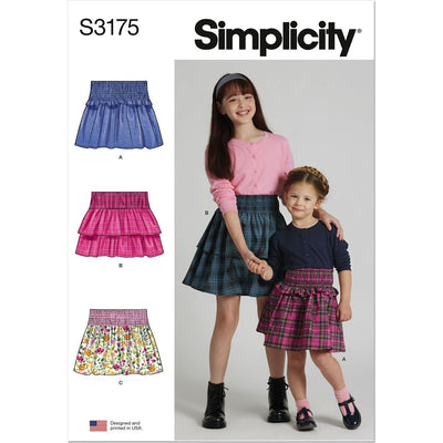 Simplicity Sewing Pattern S3175 Childrens and Girls Faux Smocking Skirts 3175 Image 1 From Patternsandplains.com