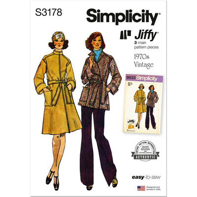 Simplicity Sewing Pattern S3178 1970s Misses Jiffy Unlined Front Wrap Coat in Two Lengths 3178 Image 1 From Patternsandplains.com