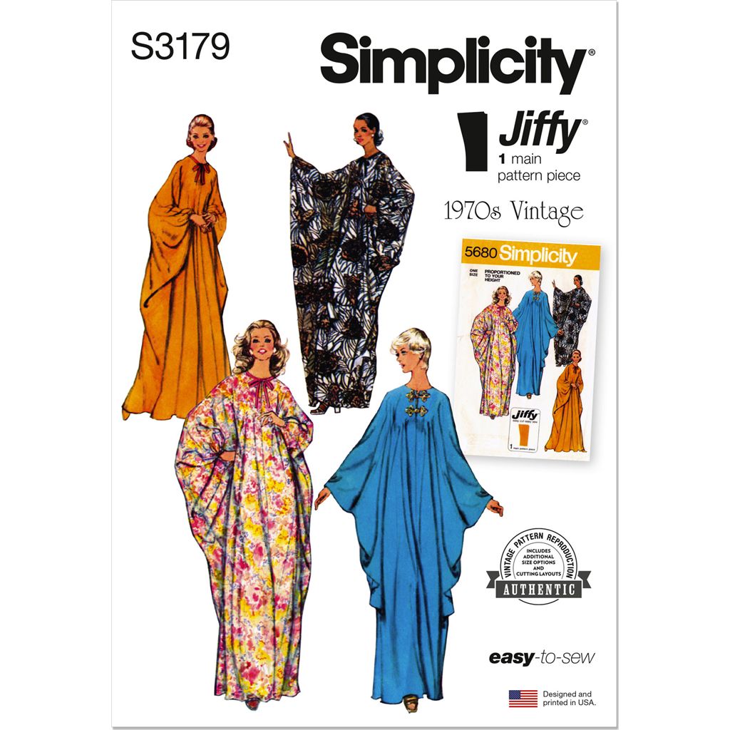 Simplicity Sewing Pattern S3179 1970s Misses Jiffy Caftan 3179 Image 1 From Patternsandplains.com