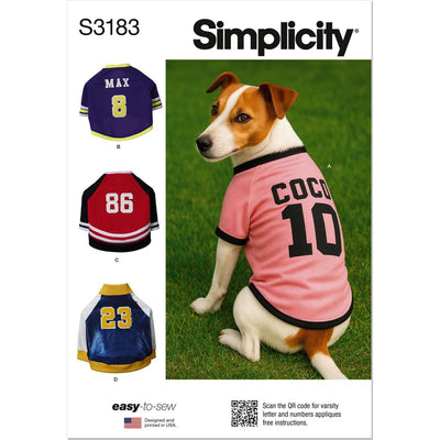 Simplicity Sewing Pattern S3183 Sports Team Inspired Dog Clothes 3183 Image 1 From Patternsandplains.com