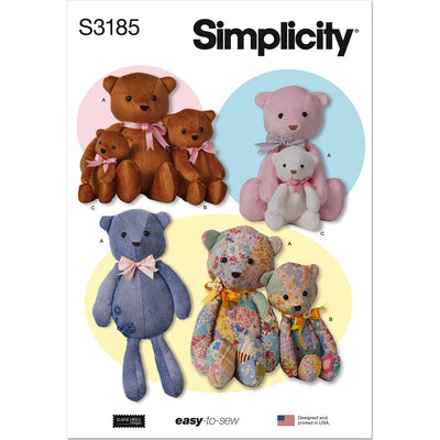 Simplicity Sewing Pattern S3185 Floppy Bears in Three Sizes by Elaine Heigl Designs 3185 Image 1 From Patternsandplains.com