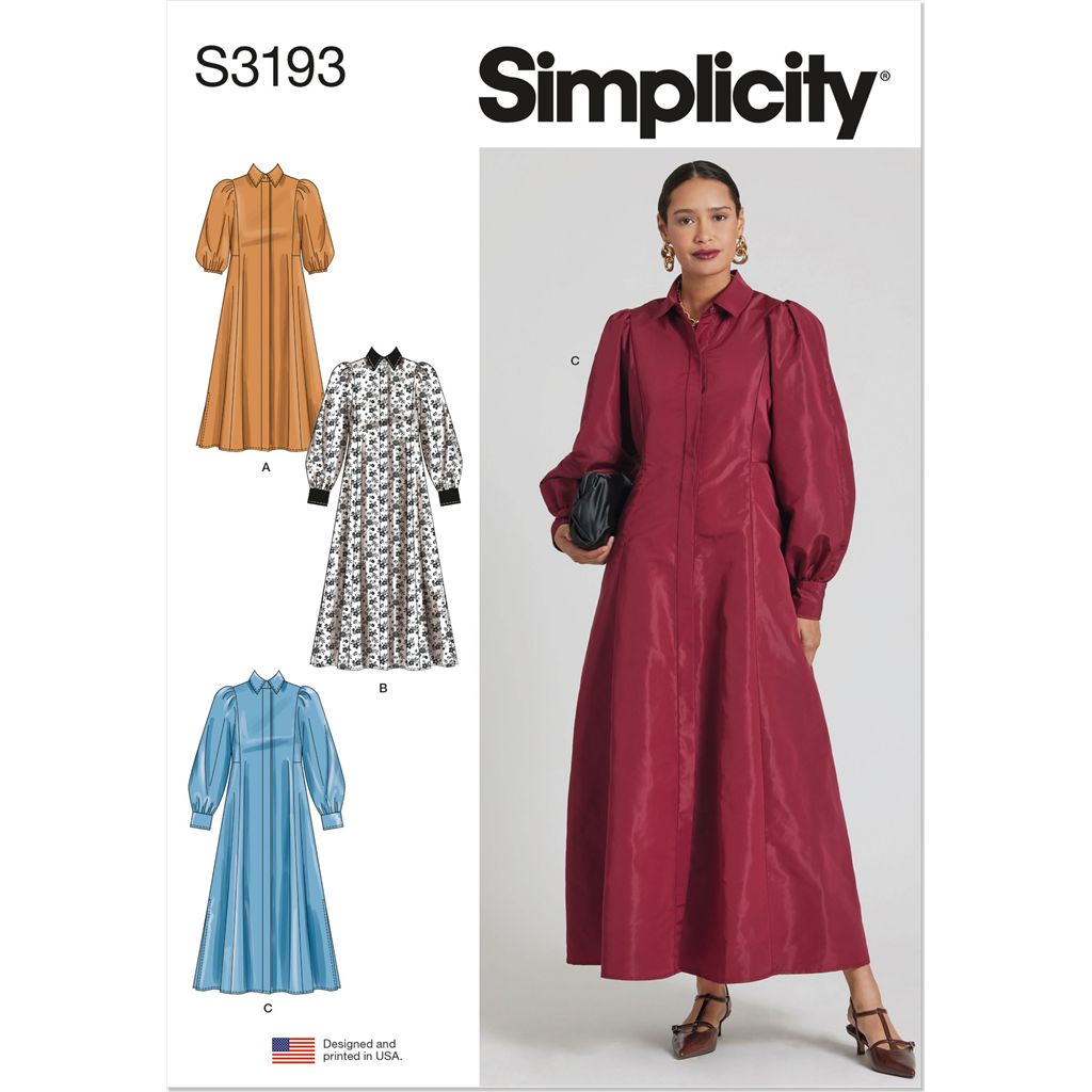 Simplicity Sewing Pattern S3193 Misses Shirtdress with Sleeve and Length Variations 3193 Image 1 From Patternsandplains.com