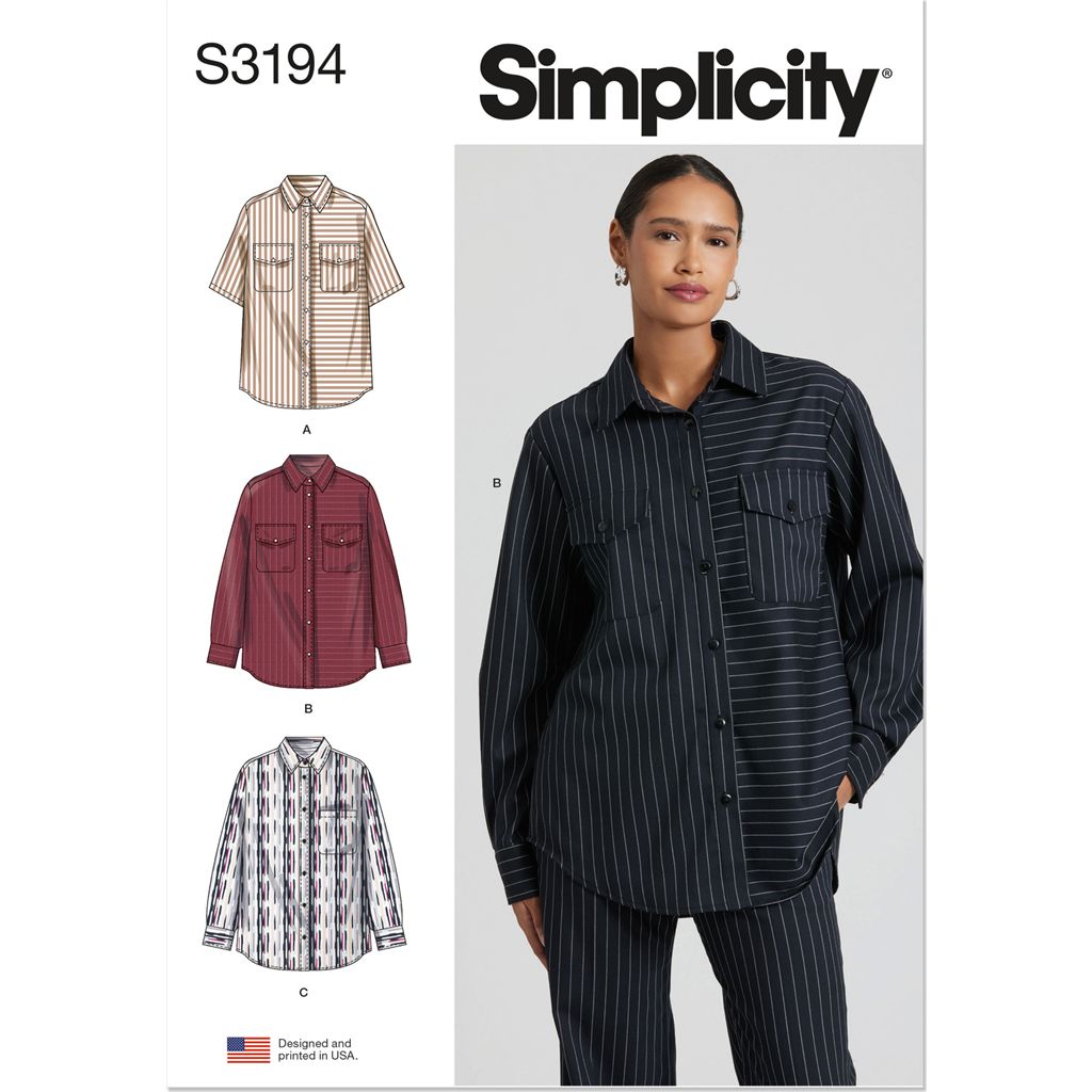 Simplicity Sewing Pattern S3194 Misses Shirt with Sleeve Variations 3194 Image 1 From Patternsandplains.com