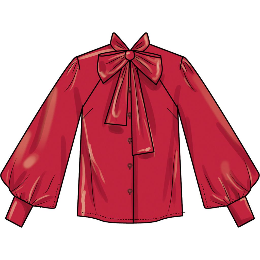 Simplicity Sewing Pattern S3195 Misses Blouse with Detachable Tie and Sleeve Variations 3195 Image 4 From Patternsandplains.com