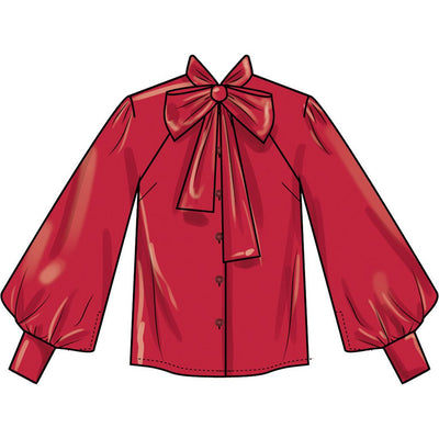 Simplicity Sewing Pattern S3195 Misses Blouse with Detachable Tie and Sleeve Variations 3195 Image 4 From Patternsandplains.com