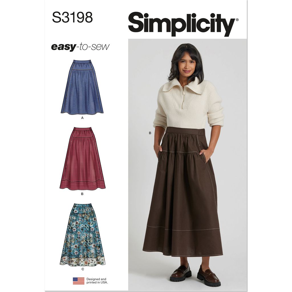 Simplicity Sewing Pattern S3198 Misses Gathered Skirt in Two Lengths 3198 Image 1 From Patternsandplains.com