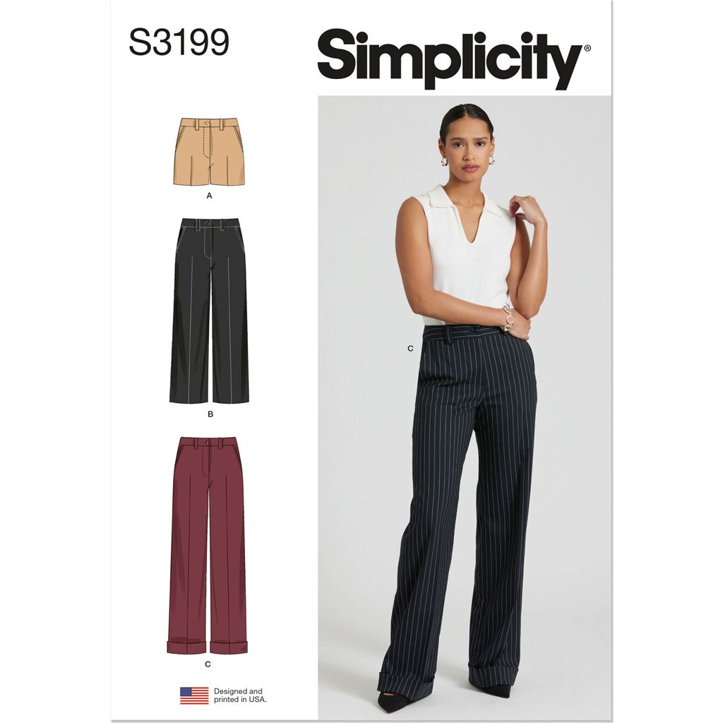 Simplicity Sewing Pattern S3199 Misses and Miss Petite Shorts and Pants 3199 Image 1 From Patternsandplains.com