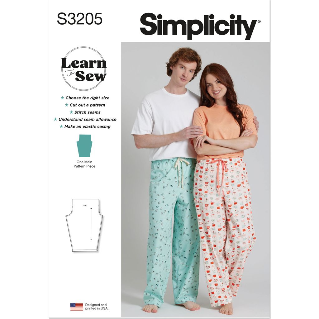 Simplicity Sewing Pattern S3205 Unisex Lounge Pants 3205 Image 1 From Patternsandplains.com
