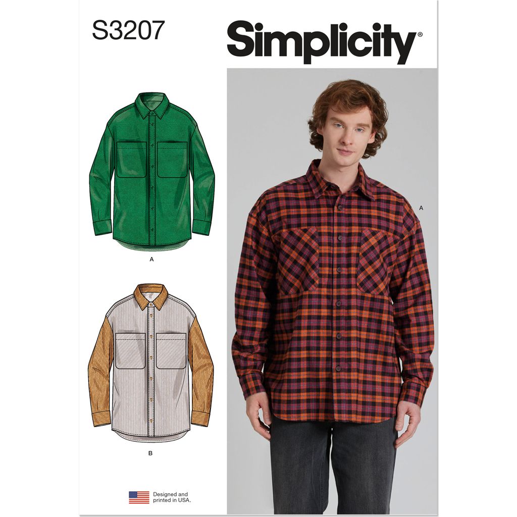 Simplicity Sewing Pattern S3207 Mens Oversized Shirt 3207 Image 1 From Patternsandplains.com
