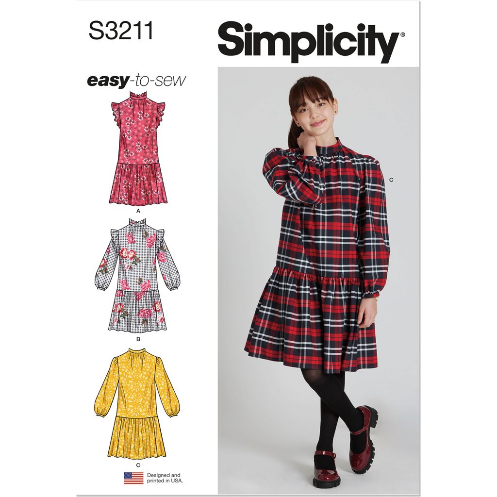 Simplicity Sewing Pattern S3211 Girls Dress with Sleeve Variations 3211 Image 1 From Patternsandplains.com