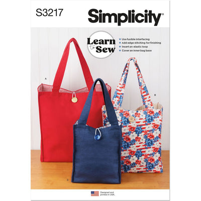 Simplicity Sewing Pattern S3217 Learn to Sew Totes in Three Sizes 3217 Image 1 From Patternsandplains.com