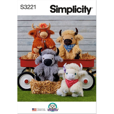 Simplicity Sewing Pattern S3221 Plush Highland Cows by Carla Reiss 3221 Image 1 From Patternsandplains.com