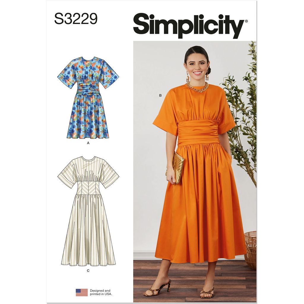 Simplicity Sewing Pattern S3229 Misses and Womens Midi Dress in Two Lengths 3229 Image 1 From Patternsandplains.com