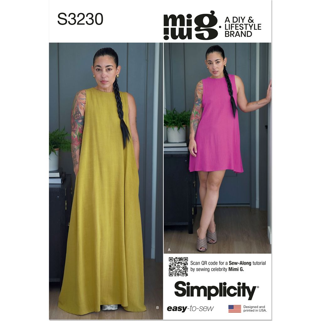 Simplicity Sewing Pattern S3230 Misses Tent Dress in Two Lengths by Mimi G Style 3230 Image 1 From Patternsandplains.com