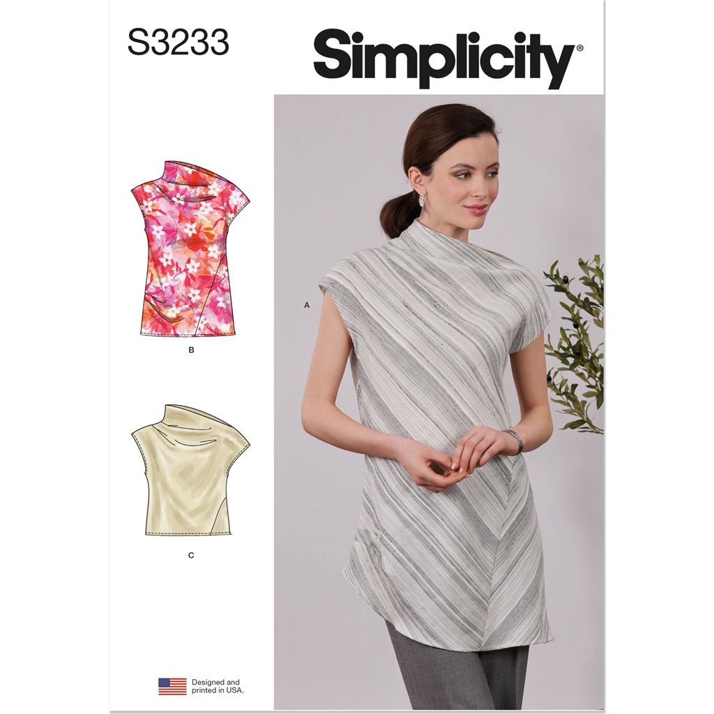 Simplicity Sewing Pattern S3233 Misses Draped Top in Three Lengths 3233 Image 1 From Patternsandplains.com