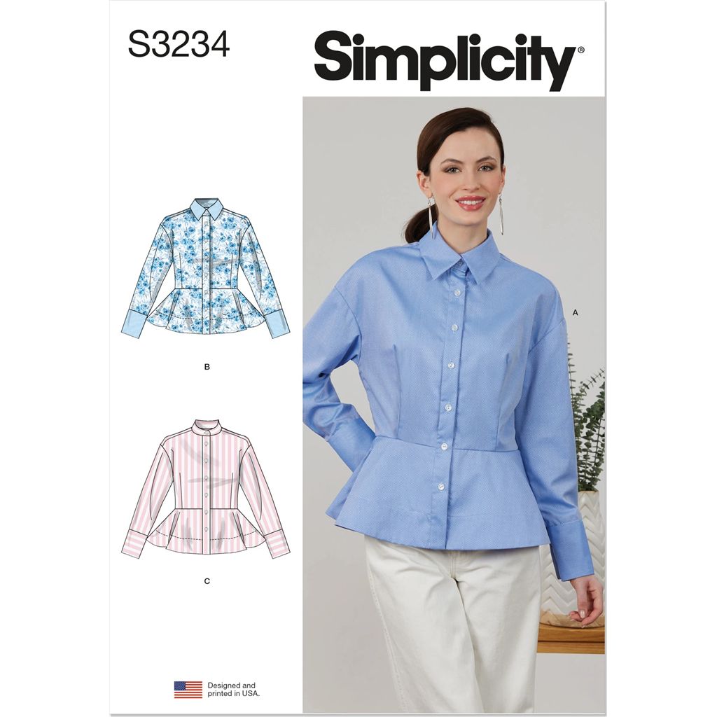 Simplicity Sewing Pattern S3234 Misses Peplum Shirt 3234 Image 1 From Patternsandplains.com