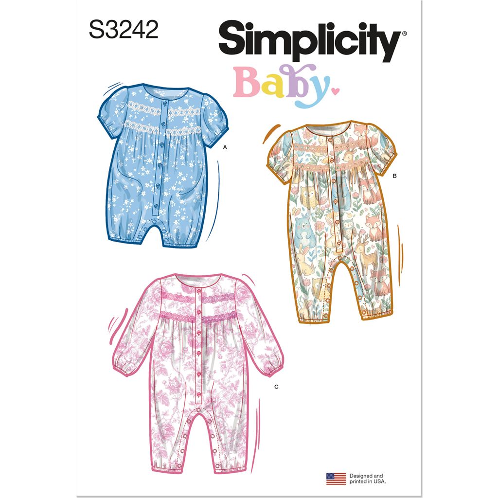 Simplicity Sewing Pattern S3242 Babies Rompers and Jumpsuits 3242 Image 1 From Patternsandplains.com