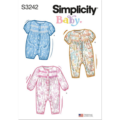 Simplicity Sewing Pattern S3242 Babies Rompers and Jumpsuits 3242 Image 1 From Patternsandplains.com