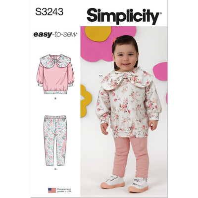 Simplicity Sewing Pattern S3243 Toddlers Knit Tops and Leggings 3243 Image 1 From Patternsandplains.com