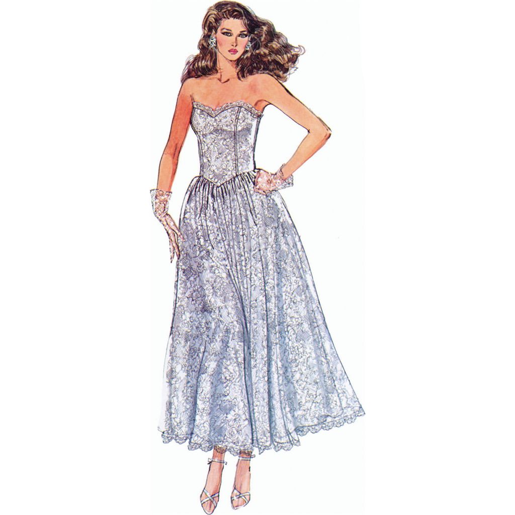 Simplicity Sewing Pattern S3246 1980s Misses and Miss Petite Lined Dresses by Jessica McClintock 3246 Image 4 From Patternsandplains.com