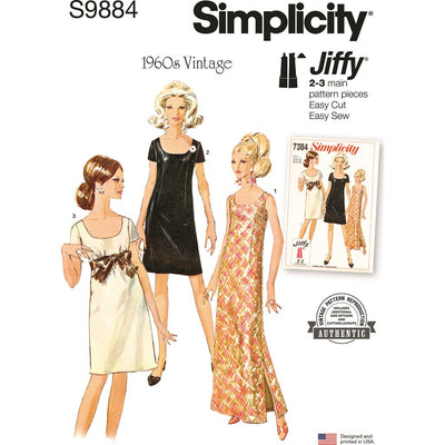 Simplicity Sewing Pattern S9884 Misses Dress in Two Lengths 9884 Image 1 From Patternsandplains.com