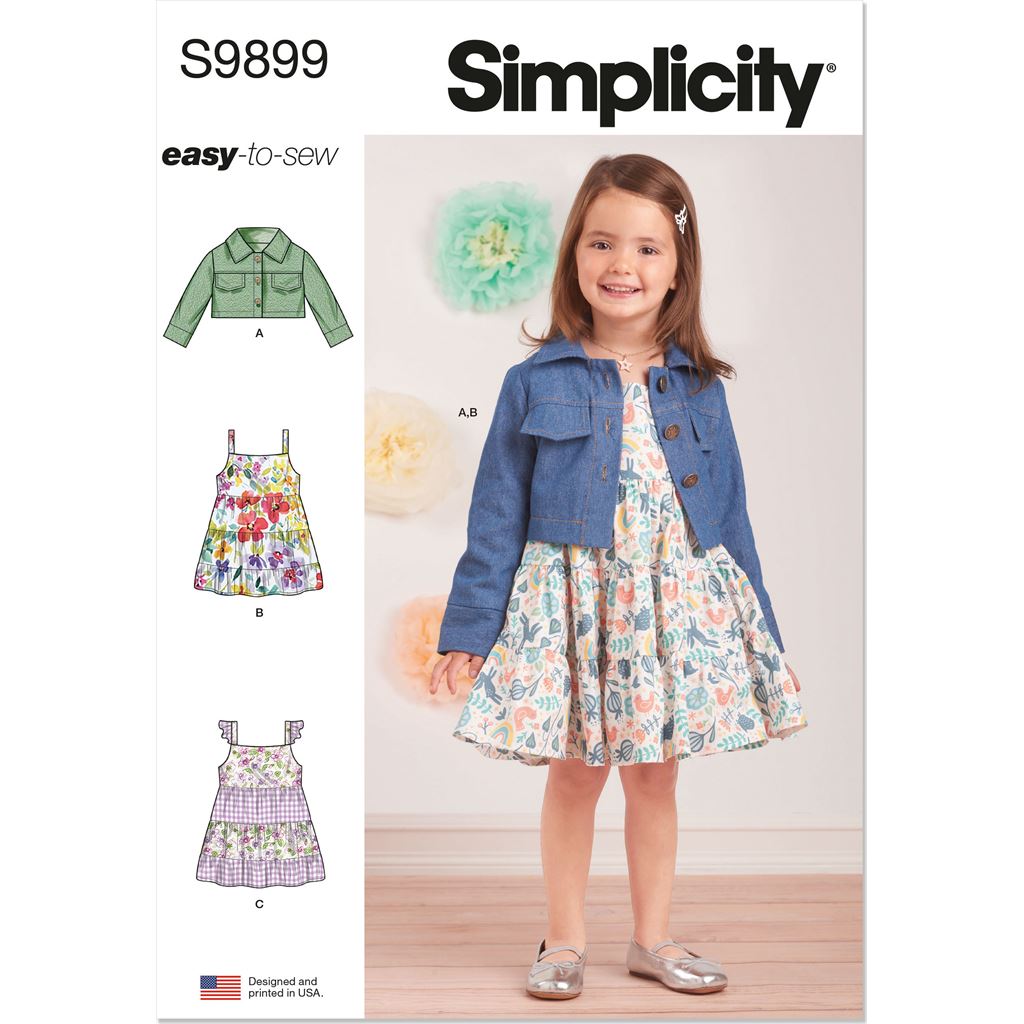 Simplicity Sewing Pattern S9899 Toddlers Jacket and Dresses 9899 Image 1 From Patternsandplains.com