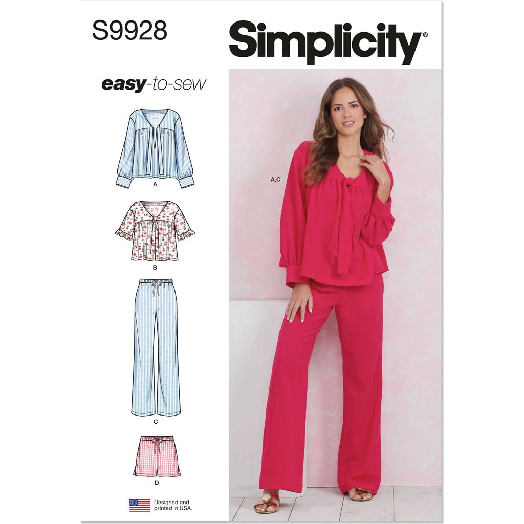 Simplicity Sewing Pattern S9928 Misses Lounge Tops Pants and Shorts 9928 Image 1 From Patternsandplains.com
