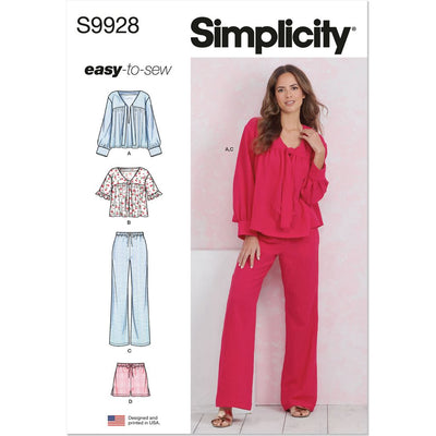 Simplicity Sewing Pattern S9928 Misses Lounge Tops Pants and Shorts 9928 Image 1 From Patternsandplains.com