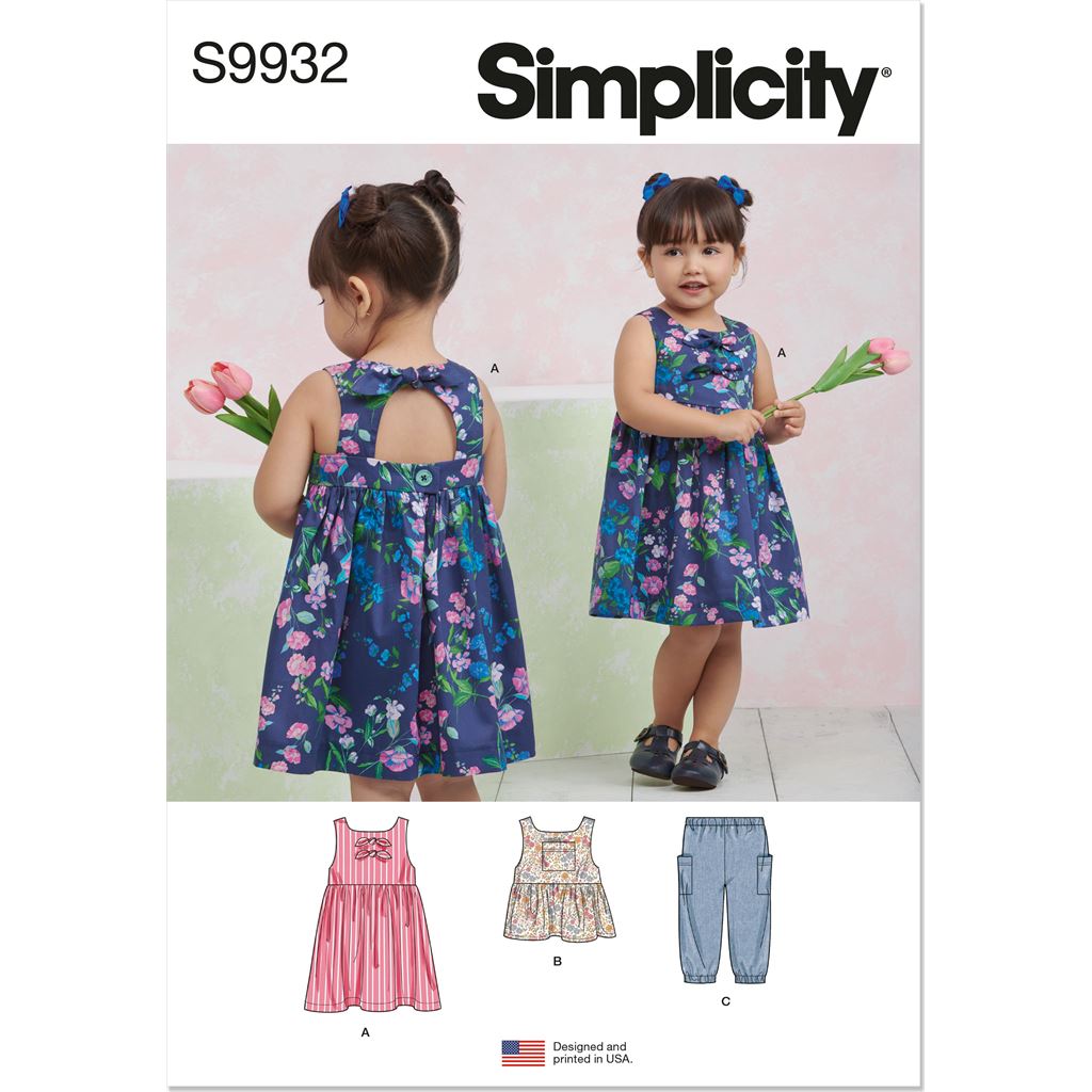 Simplicity Sewing Pattern S9932 Toddlers Dress Top and Pants 9932 Image 1 From Patternsandplains.com