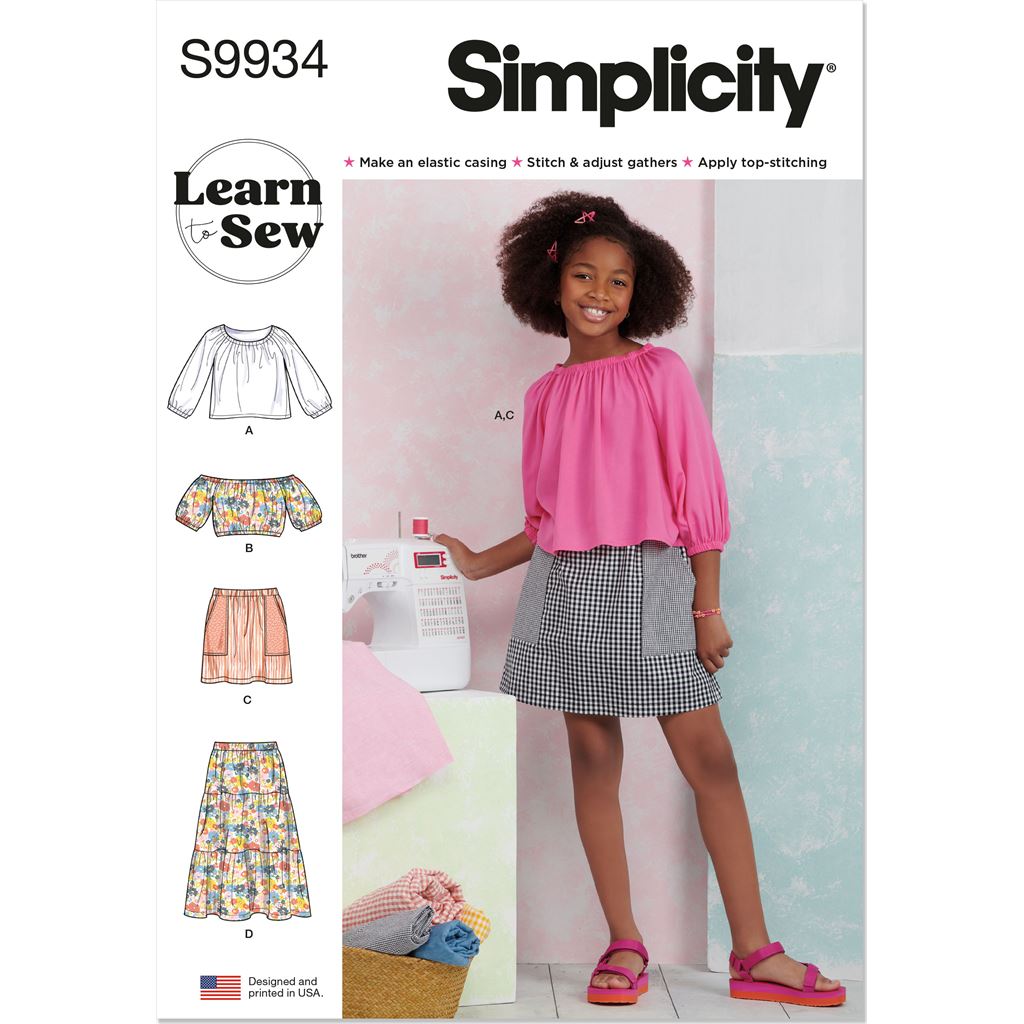 Simplicity Sewing Pattern S9934 Girls Tops and Skirts 9934 Image 1 From Patternsandplains.com