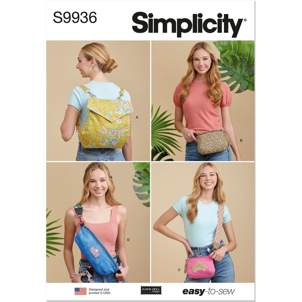 Simplicity Sewing Pattern S9936 Backpack Bags and Purse by Elaine Heigl Designs 9936 Image 1 From Patternsandplains.com