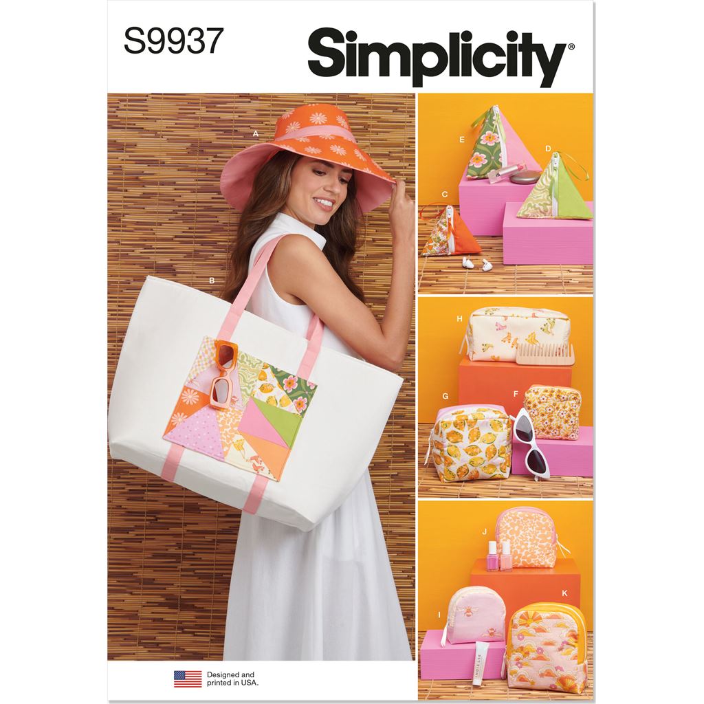 Simplicity Sewing Pattern S9937 Hat Tote Bag and Zipper Cases 9937 Image 1 From Patternsandplains.com
