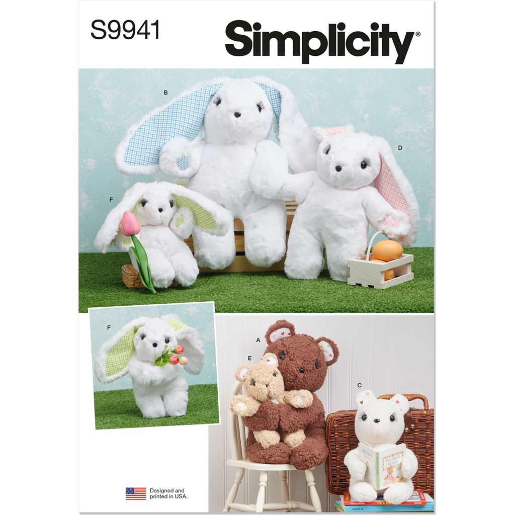 Pattern 9941 Simplicity Sewing Pattern S9941 Plush Bears and Bunnies in Three Sizes ...