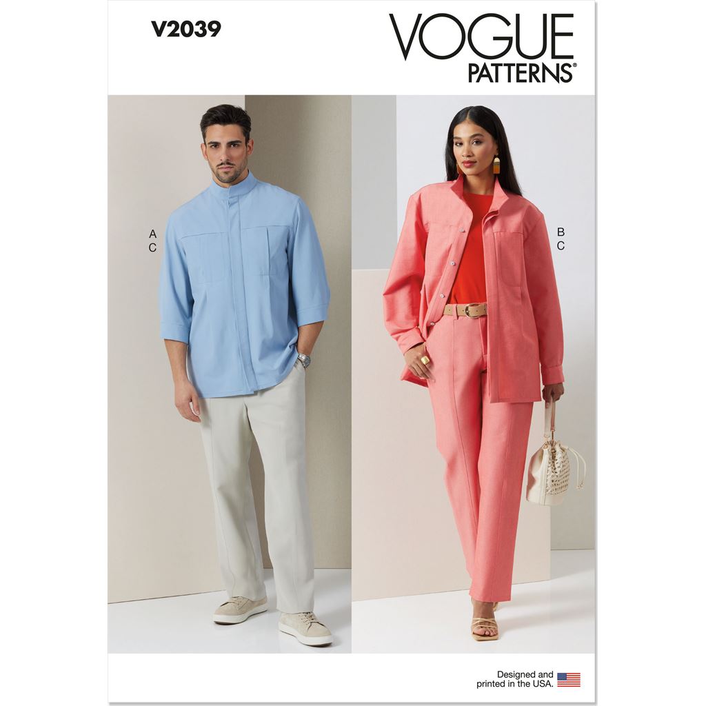 Vogue Pattern V2039 Unisex Shirt and Pants 2039 Image 1 From Patternsandplains.com