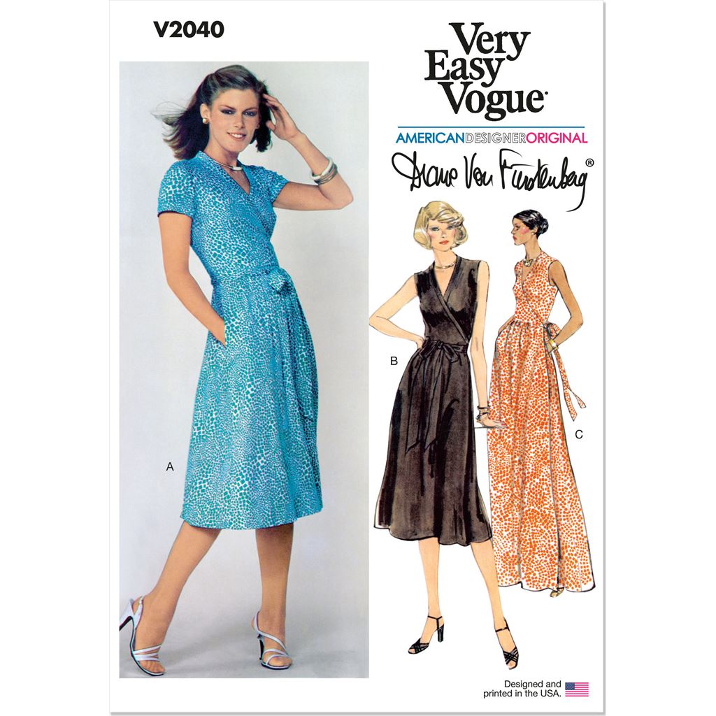 Vogue Pattern V2040 Misses Front Wrap Dresses by Diane von Furstenberg 2040 Image 1 From Patternsandplains.com