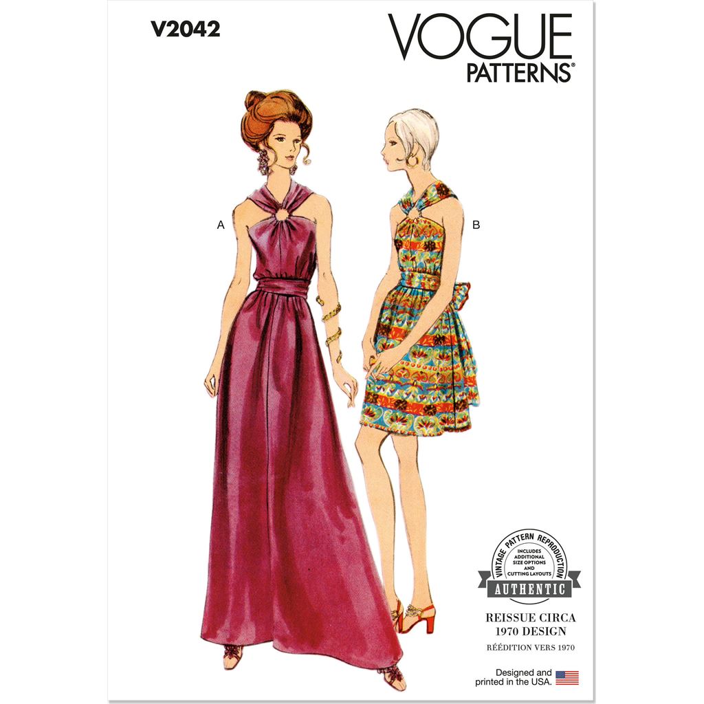 Vogue Pattern V2042 Misses' Dress In Two Lengths 2042 Vogue Pattern V2042 Misses' Dress In Two Lengths 2042